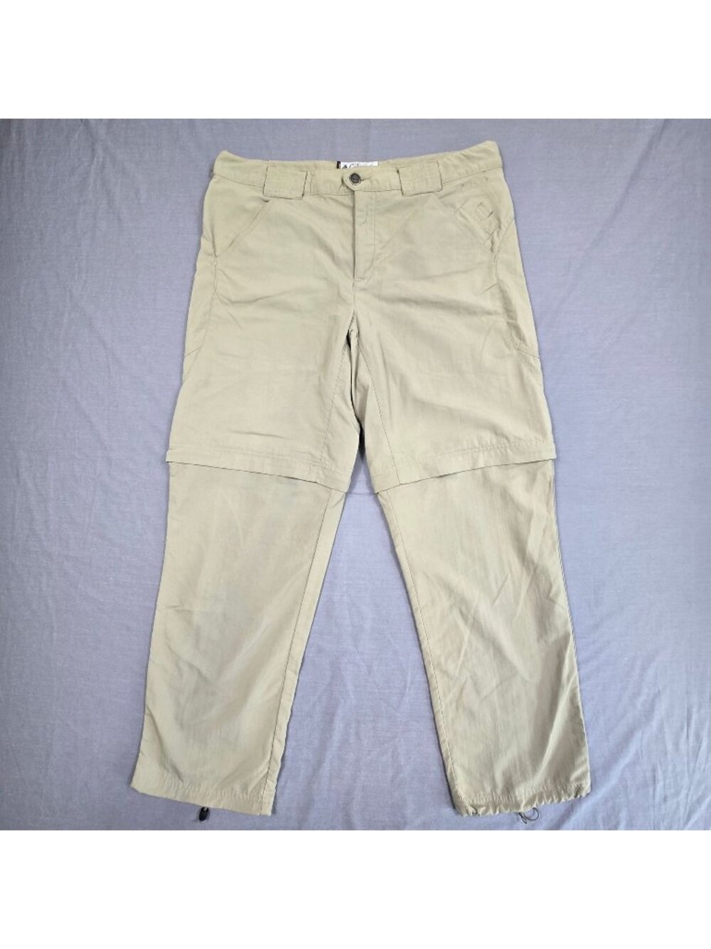 Columbia Womens Size 10 Convertible Hiking Pants Khaki Bungee Hem Titanium